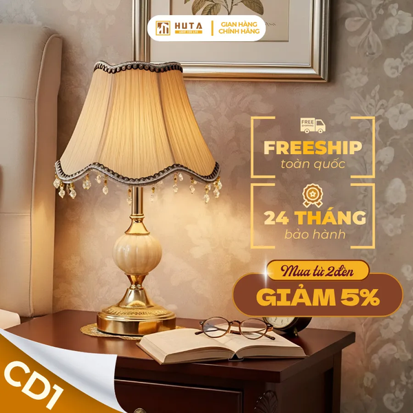 Đèn Ngủ Để Bàn HUTA Light For Life CD1 Điều Chỉnh Độ Sáng, Bóng Led Sáng Vàng Tiết Kiệm Điện Năng