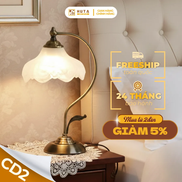 Đèn Ngủ Để Bàn HUTA Light For Life CD2 Trang Trí Phong Cách Cổ Điển, Điều Chỉnh 3 Mức Sáng