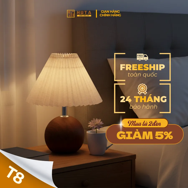 Đèn Ngủ Để Bàn HUTA Light For Life T8 Điều Chỉnh Độ Sáng, Ánh Sáng Vàng, Bảo Hành 24 Tháng