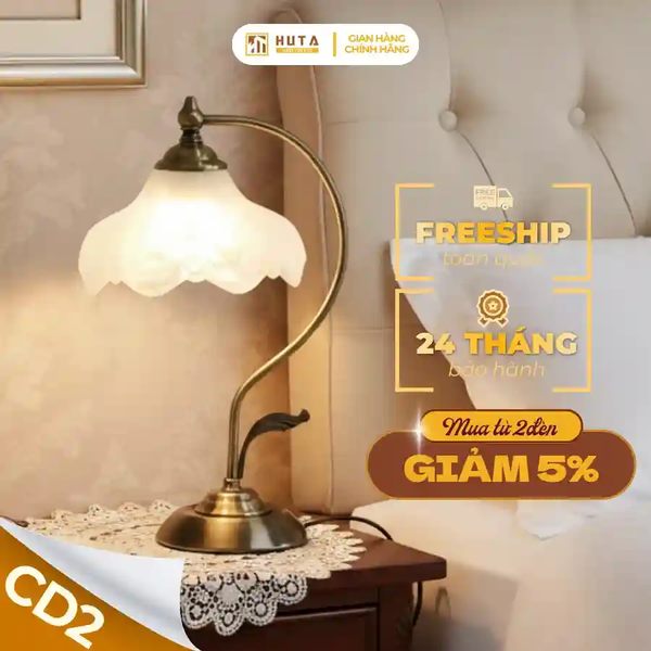Đèn Ngủ Để Bàn HUTA Light For Life CD2 Trang Trí Phong Cách Cổ Điển, Điều Chỉnh 3 Mức Sáng