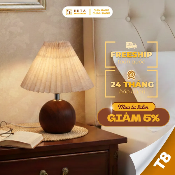 Đèn Ngủ Để Bàn HUTA Light For Life T8 Điều Chỉnh Độ Sáng, Ánh Sáng Vàng, Bảo Hành 24 Tháng