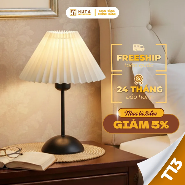 Đèn Ngủ Để Bàn HUTA Light For Life T13 Trang Trí Phong Cách Hàn Quốc, Điều Chỉnh 3 Mức Sáng