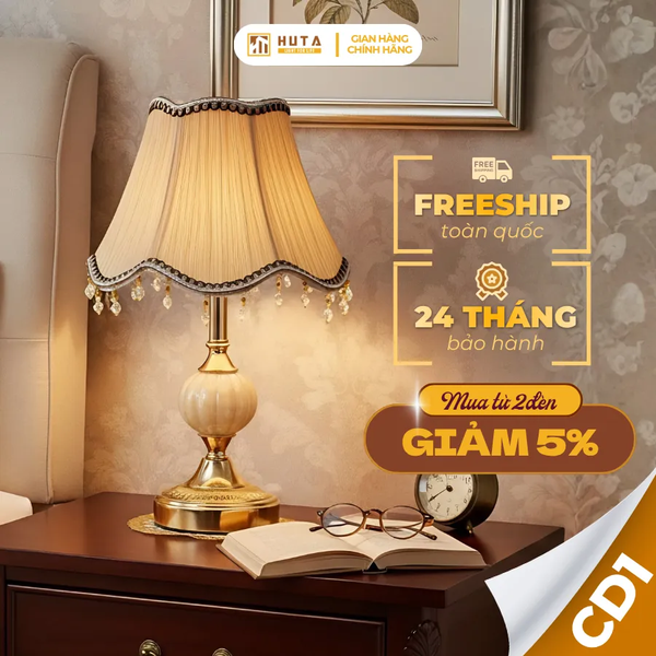Đèn Ngủ Để Bàn HUTA Light For Life CD1 Điều Chỉnh Độ Sáng, Bóng Led Sáng Vàng Tiết Kiệm Điện Năng