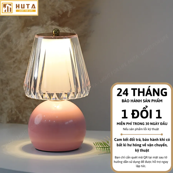 Đèn Ngủ Để Bàn HUTA Light For Life T12 Điều Chỉnh Độ Sáng, Ánh Sáng Vàng, Phong Cách Tối Giản