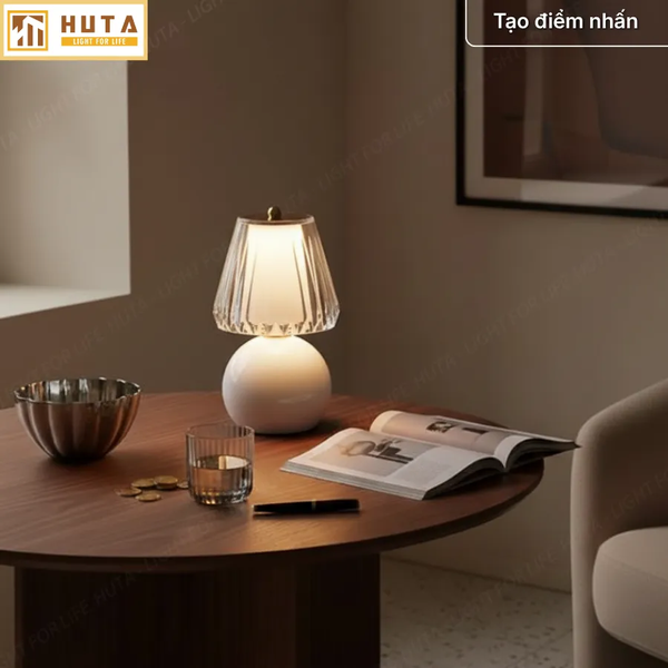 Đèn Ngủ Để Bàn HUTA Light For Life T12 Điều Chỉnh Độ Sáng, Ánh Sáng Vàng, Phong Cách Tối Giản