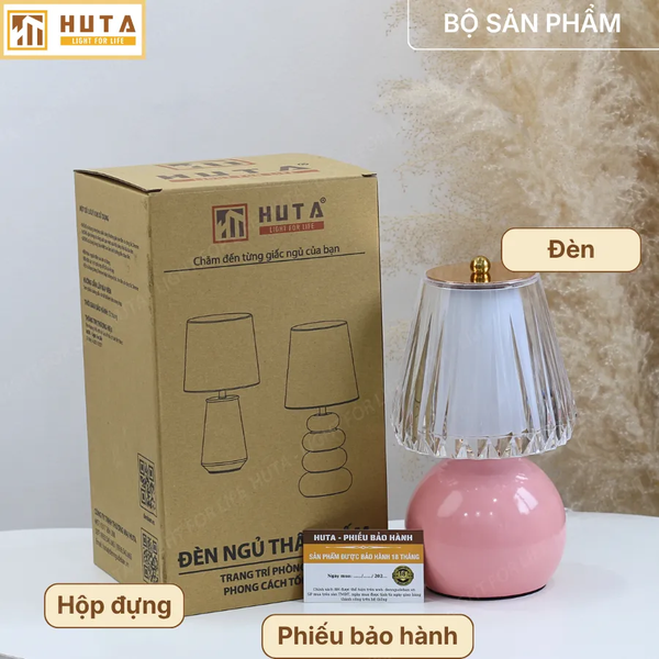 Đèn Ngủ Để Bàn HUTA Light For Life T12 Điều Chỉnh Độ Sáng, Ánh Sáng Vàng, Phong Cách Tối Giản
