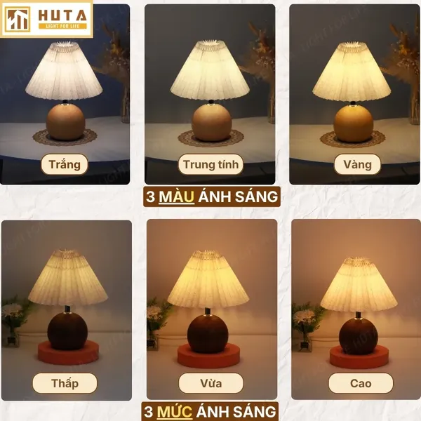 Đèn Ngủ Để Bàn HUTA Light For Life T8 Điều Chỉnh Độ Sáng, Ánh Sáng Vàng, Bảo Hành 24 Tháng