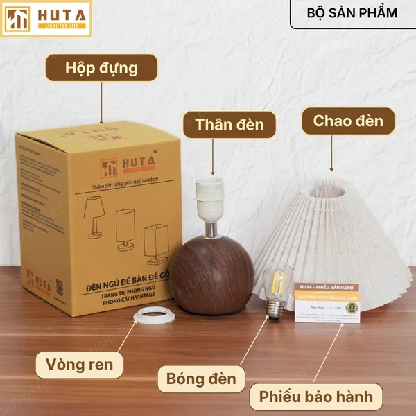 Đèn Ngủ Để Bàn HUTA Light For Life T8 Điều Chỉnh Độ Sáng, Ánh Sáng Vàng, Bảo Hành 24 Tháng