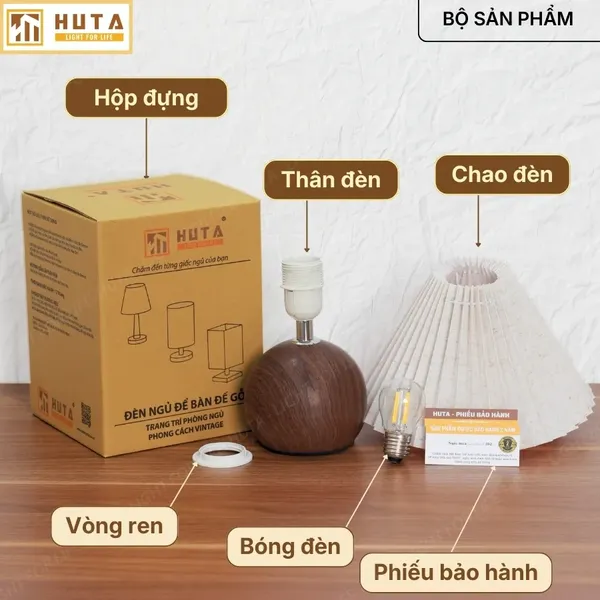 Đèn Ngủ Để Bàn HUTA Light For Life T8 Điều Chỉnh Độ Sáng, Ánh Sáng Vàng, Bảo Hành 24 Tháng