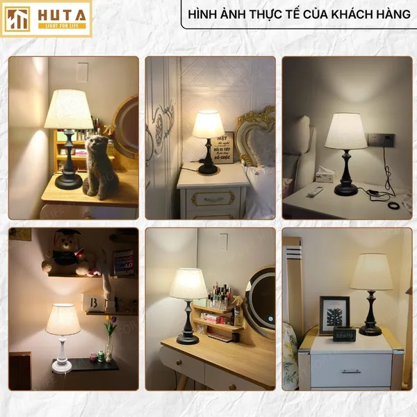 Đèn Ngủ Để Bàn Thép HUTA Light For Life T2 Sang Trọng Điều Chỉnh Độ Sáng, Bóng Led Sáng Vàng