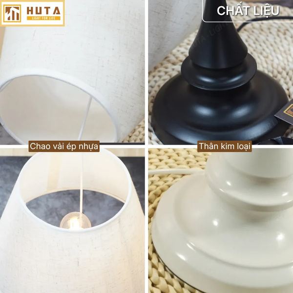 Đèn Ngủ Để Bàn Thép HUTA Light For Life T2 Sang Trọng Điều Chỉnh Độ Sáng, Bóng Led Sáng Vàng