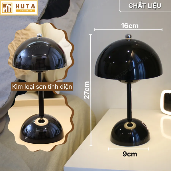 Đèn Ngủ Để Bàn HUTA Light For Life BEDNAM Tích Điện, Decor Hiện Đại, Ba Màu Ánh Sáng, Tăng Giảm Sáng