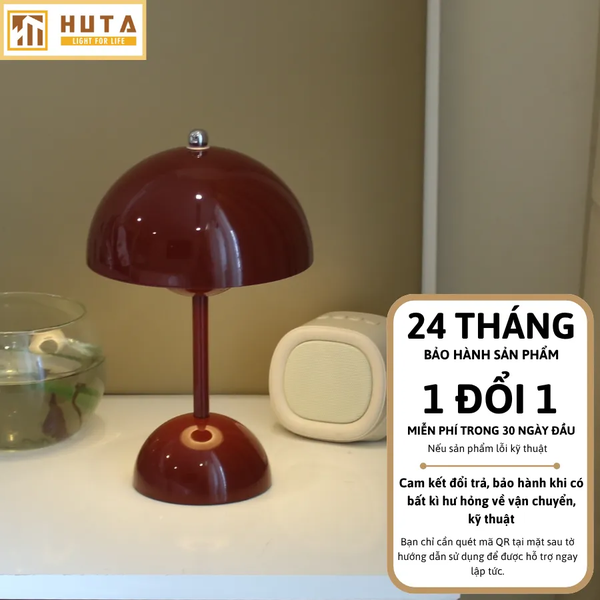 Đèn Ngủ Để Bàn HUTA Light For Life BEDNAM Tích Điện, Decor Hiện Đại, Ba Màu Ánh Sáng, Tăng Giảm Sáng