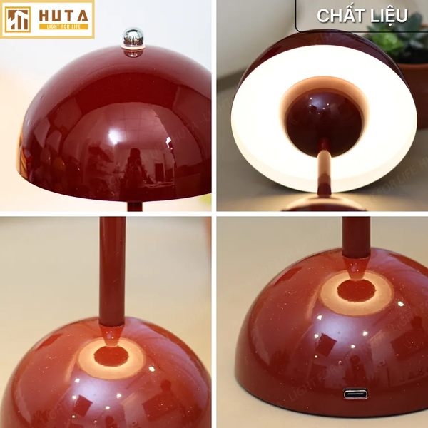 Đèn Ngủ Để Bàn HUTA Light For Life BEDNAM Tích Điện, Decor Hiện Đại, Ba Màu Ánh Sáng, Tăng Giảm Sáng