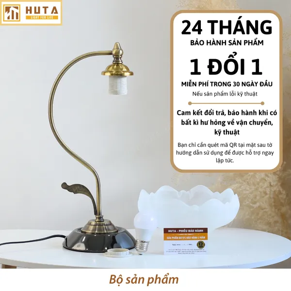 Đèn Ngủ Để Bàn HUTA Light For Life CD2 Trang Trí Phong Cách Cổ Điển, Điều Chỉnh 3 Mức Sáng