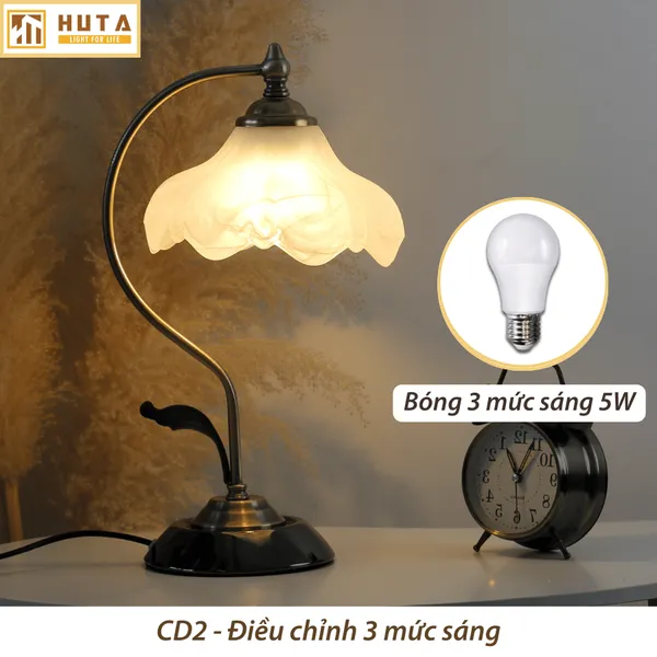 Đèn Ngủ Để Bàn HUTA Light For Life CD2 Trang Trí Phong Cách Cổ Điển, Điều Chỉnh 3 Mức Sáng