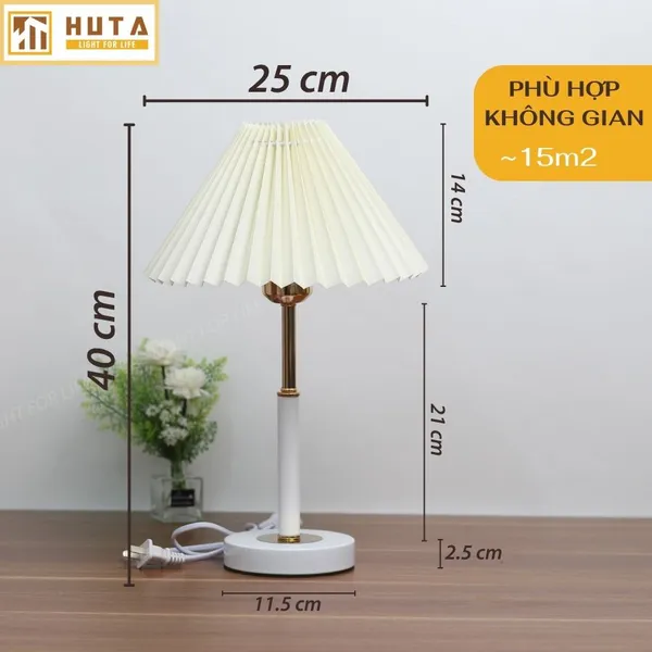 Đèn ngủ để bàn xếp ly HUTA Light For Life T9 kiểu dáng châu âu, điều chỉnh độ sáng decor phòng ngủ