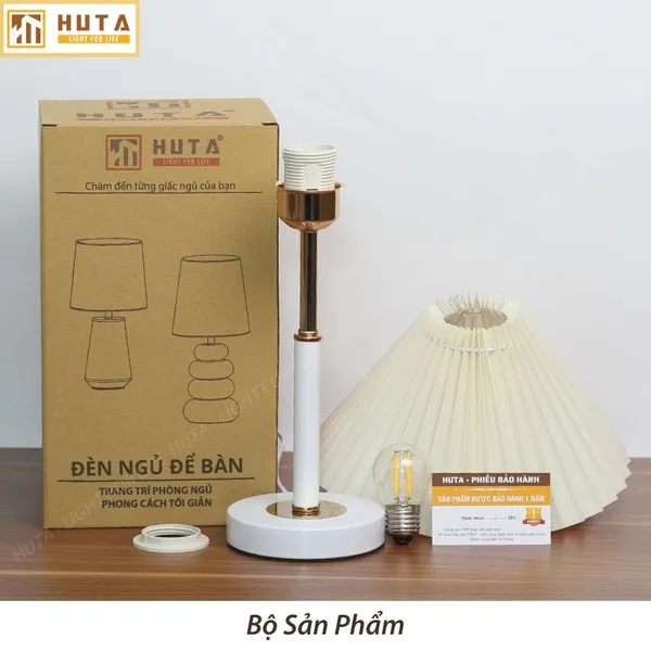 Đèn ngủ để bàn xếp ly HUTA Light For Life T9 kiểu dáng châu âu, điều chỉnh độ sáng decor phòng ngủ