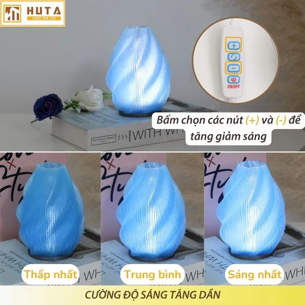 Đèn decor in 3D HUTA Light For Life SÓNG trang trí bàn làm việc, góc nhỏ phòng ngủ