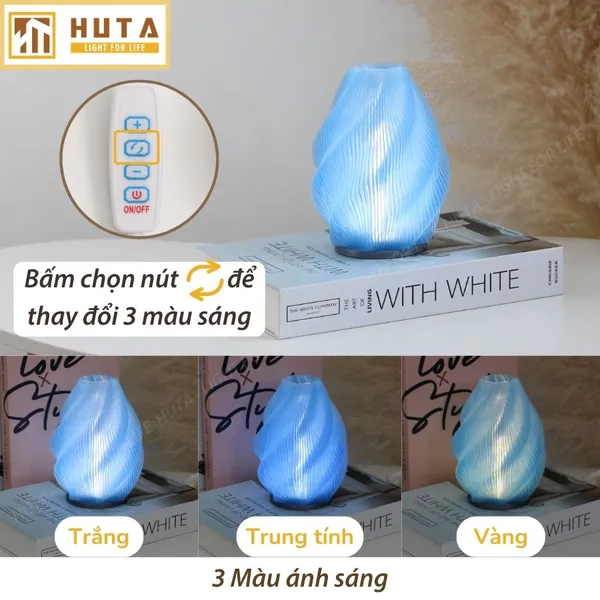 Đèn decor in 3D HUTA Light For Life SÓNG trang trí bàn làm việc, góc nhỏ phòng ngủ