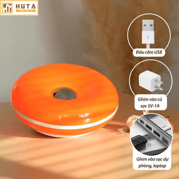 Đèn Bàn Trang Trí HUTA Light For Life DONUT Phong Cách Hiện Đại, Decor Phòng, Điều Chỉnh Độ Sáng