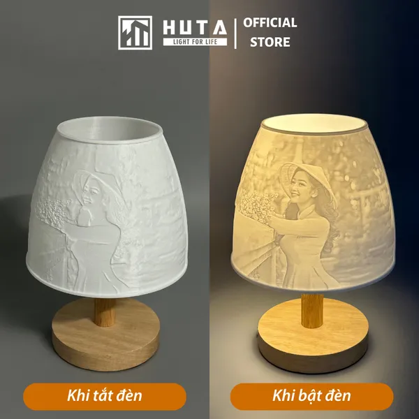 Đèn Ngủ Để Bàn 3D HUTA Light For Life G1 Decor Phòng Ngủ, Điều Chỉnh Độ Sáng, In Ảnh Theo Yêu Cầu