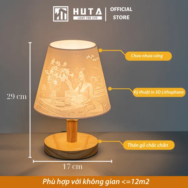 Đèn Ngủ Để Bàn 3D HUTA Light For Life G1 Decor Phòng Ngủ, Điều Chỉnh Độ Sáng, In Ảnh Theo Yêu Cầu