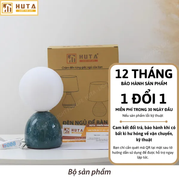 Đèn ngủ mặt trăng in 3D HUTA MT2 Thân Gốm Sứ, Điều Chỉnh Độ Sáng, Ba Màu Sáng