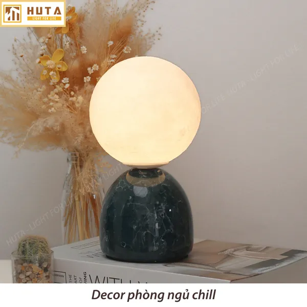 Đèn ngủ mặt trăng in 3D HUTA MT2 Thân Gốm Sứ, Điều Chỉnh Độ Sáng, Ba Màu Sáng