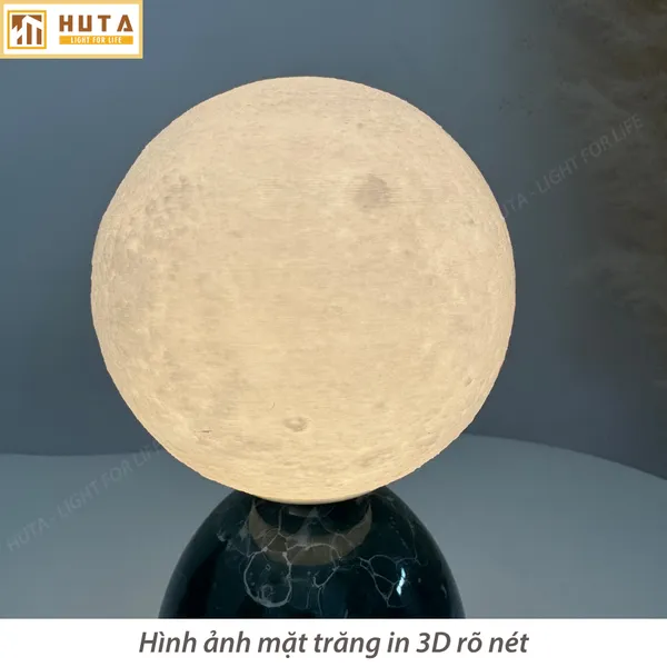 Đèn ngủ mặt trăng in 3D HUTA MT2 Thân Gốm Sứ, Điều Chỉnh Độ Sáng, Ba Màu Sáng