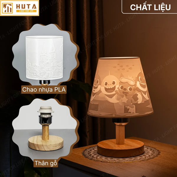 Đèn Ngủ In 3D HUTA Light For Life G1 Decor Phòng Ngủ, Điều Chỉnh Độ Sáng, In Ảnh Theo Yêu Cầu