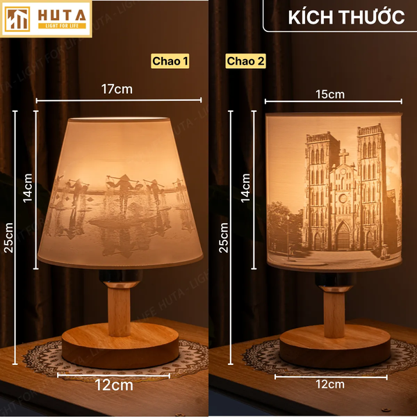 Đèn Ngủ In 3D HUTA Light For Life G1 Decor Phòng Ngủ, Điều Chỉnh Độ Sáng, In Ảnh Theo Yêu Cầu