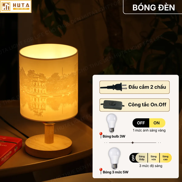 Đèn Ngủ In 3D HUTA Light For Life G1 Decor Phòng Ngủ, Điều Chỉnh Độ Sáng, In Ảnh Theo Yêu Cầu
