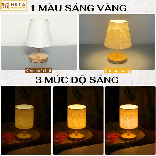 Đèn Ngủ In 3D HUTA Light For Life G1 Decor Phòng Ngủ, Điều Chỉnh Độ Sáng, In Ảnh Theo Yêu Cầu