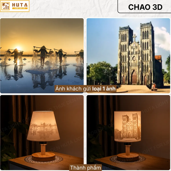 Đèn Ngủ In 3D HUTA Light For Life G1 Decor Phòng Ngủ, Điều Chỉnh Độ Sáng, In Ảnh Theo Yêu Cầu