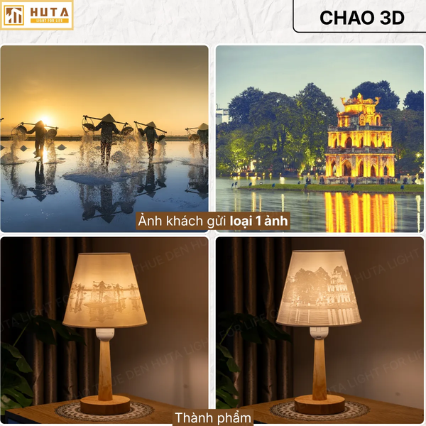 Đèn Ngủ In 3D HUTA Light For Life G2 Decor Phòng Ngủ, Điều Chỉnh Độ Sáng, In Ảnh Theo Yêu Cầu