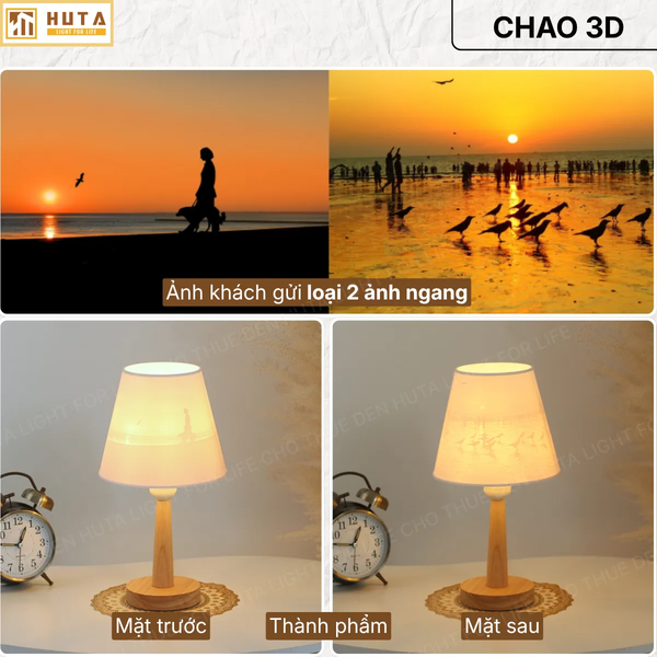 Đèn Ngủ In 3D HUTA Light For Life G2 Decor Phòng Ngủ, Điều Chỉnh Độ Sáng, In Ảnh Theo Yêu Cầu
