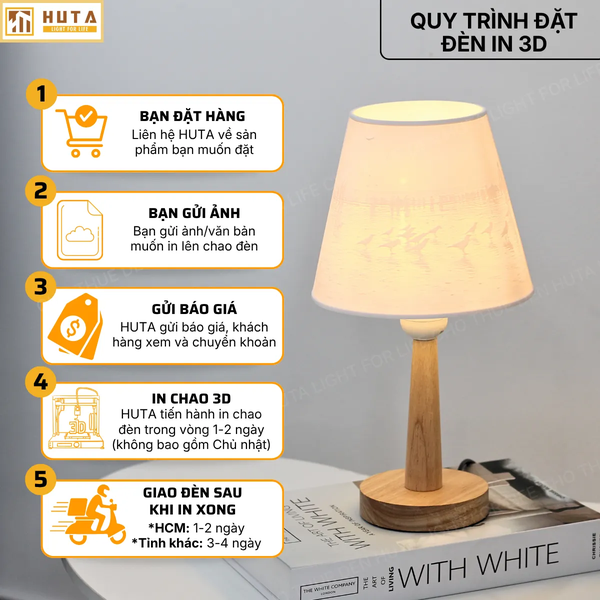 Đèn Ngủ In 3D HUTA Light For Life G2 Decor Phòng Ngủ, Điều Chỉnh Độ Sáng, In Ảnh Theo Yêu Cầu