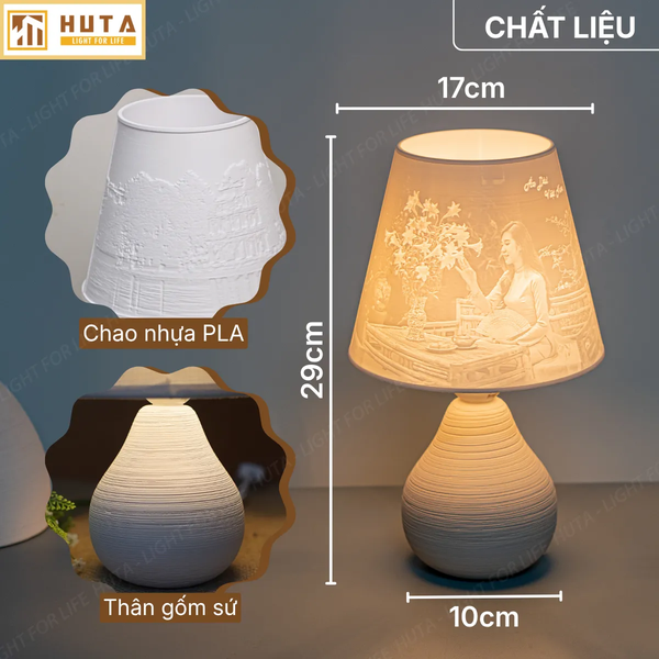 Đèn Ngủ Để Bàn In 3D HUTA Light For Life S1 In Ảnh Theo Yêu Cầu Decor Phòng Ngủ, Điều Chỉnh Độ Sáng, Ánh Sáng Vàng