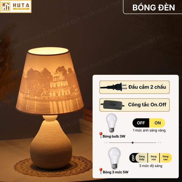Đèn Ngủ Để Bàn In 3D HUTA Light For Life S1 In Ảnh Theo Yêu Cầu Decor Phòng Ngủ, Điều Chỉnh Độ Sáng, Ánh Sáng Vàng