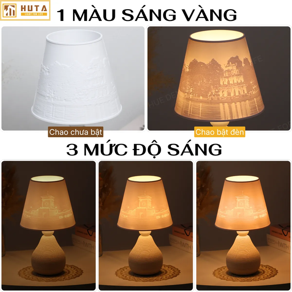 Đèn Ngủ Để Bàn In 3D HUTA Light For Life S1 In Ảnh Theo Yêu Cầu Decor Phòng Ngủ, Điều Chỉnh Độ Sáng, Ánh Sáng Vàng