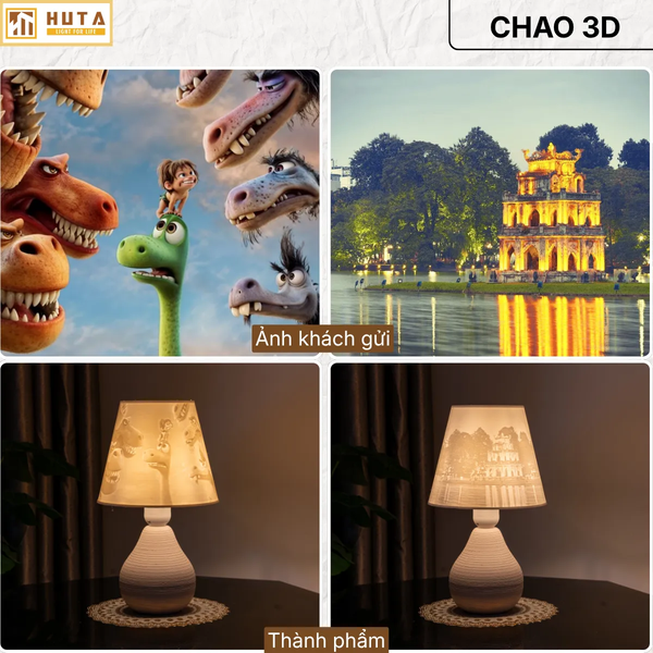 Đèn Ngủ Để Bàn In 3D HUTA Light For Life S1 In Ảnh Theo Yêu Cầu Decor Phòng Ngủ, Điều Chỉnh Độ Sáng, Ánh Sáng Vàng