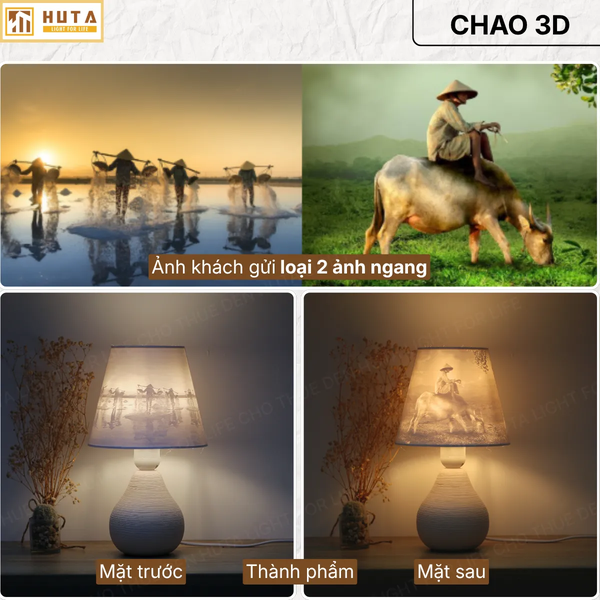 Đèn Ngủ Để Bàn In 3D HUTA Light For Life S1 In Ảnh Theo Yêu Cầu Decor Phòng Ngủ, Điều Chỉnh Độ Sáng, Ánh Sáng Vàng