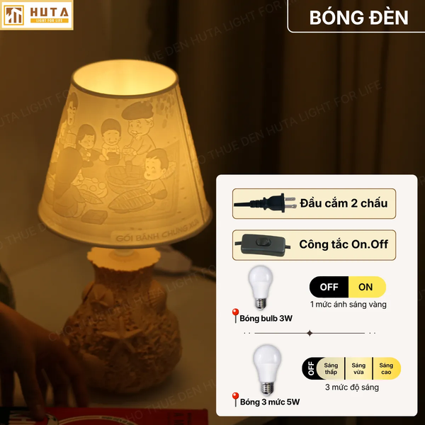 Đèn Ngủ 3D Nghêu Sò HUTA Light For Life Chao In Ảnh Theo Yêu Cầu, Trang Trí Phòng Ngủ