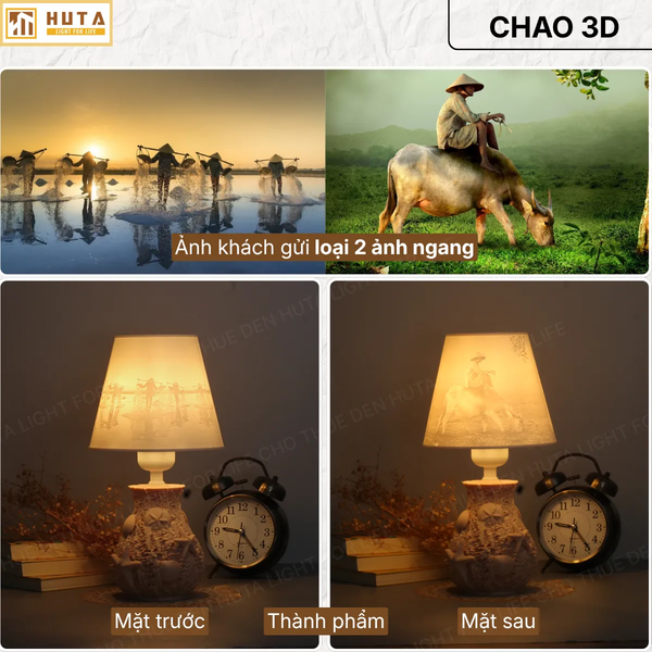 Đèn Ngủ 3D Nghêu Sò HUTA Light For Life Chao In Ảnh Theo Yêu Cầu, Trang Trí Phòng Ngủ