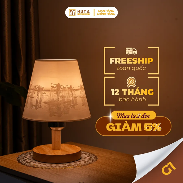 Đèn Ngủ In 3D HUTA Light For Life G1 Decor Phòng Ngủ, Điều Chỉnh Độ Sáng, In Ảnh Theo Yêu Cầu