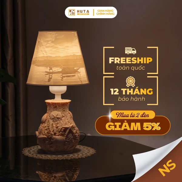 Đèn Ngủ 3D Nghêu Sò HUTA Light For Life Chao In Ảnh Theo Yêu Cầu, Trang Trí Phòng Ngủ