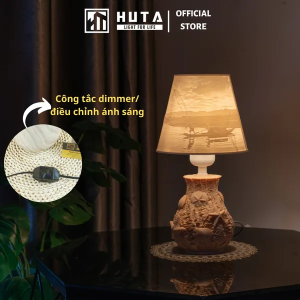 Đèn Ngủ 3D Nghêu Sò HUTA Light For Life N1 Chao In Ảnh Theo Yêu Cầu, Hoạt Hình, Thuyền Buồm, Đồng Quê Trang Trí Phòng Ngủ