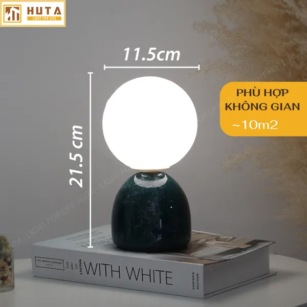 Đèn ngủ mặt trăng in 3D HUTA MT2 Thân Gốm Sứ, Điều Chỉnh Độ Sáng, Ba Màu Sáng