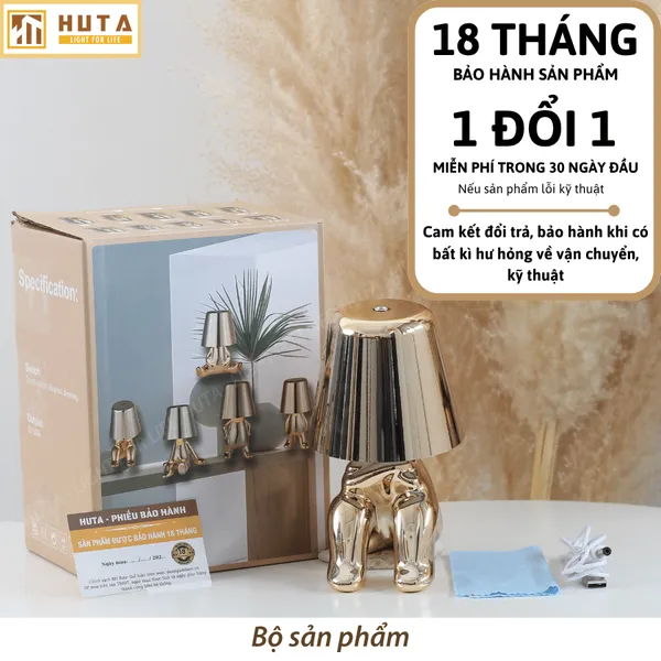 Đèn Bàn Trang Trí HUTA Light For Life BOO Pin Sạc Tích Điện, Điều Chỉnh Độ Sáng, Decor Phòng